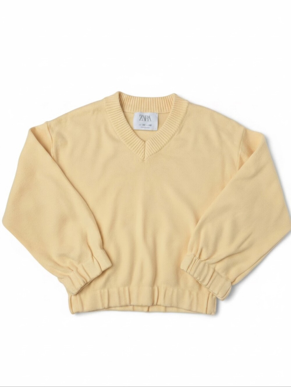 Zara Kids Light Yellow V-Neck Knit Sweater Size 8-9 (130cm)